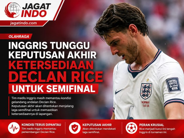 Inggris Tunggu Keputusan Akhir Ketersediaan Declan Rice untuk Semifinal