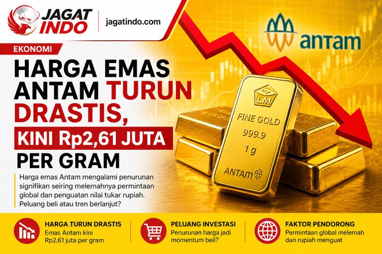 Harga Emas Antam Turun Drastis, Kini Rp2,61 Juta per Gram