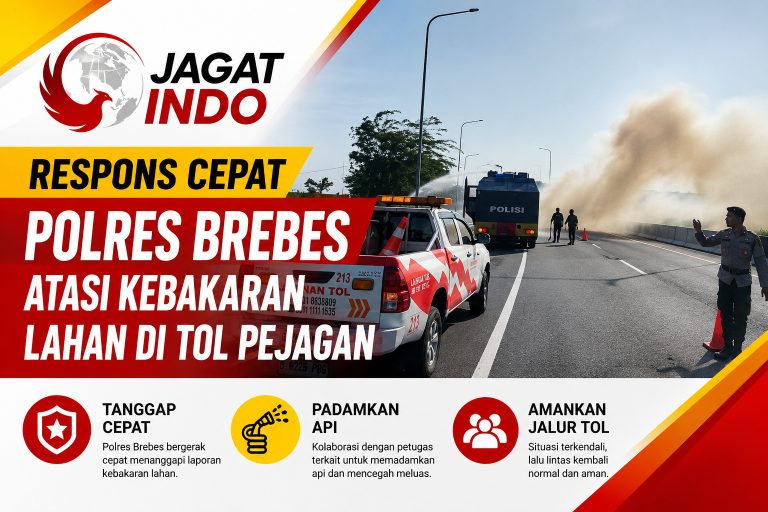Respons Cepat Polres Brebes Atasi Kebakaran Lahan di Tol Pejagan