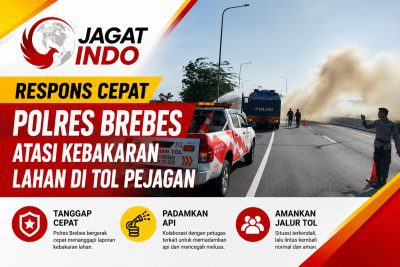 Respons Cepat Polres Brebes Atasi Kebakaran Lahan di Tol Pejagan