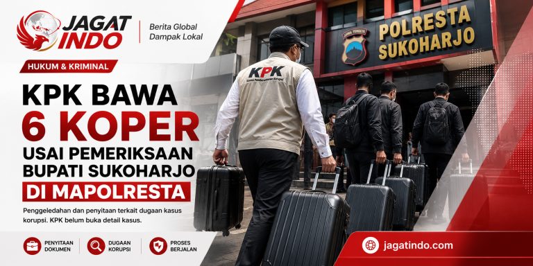 KPK Bawa 6 Koper Usai Pemeriksaan Bupati Sukoharjo di Mapolresta