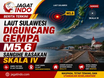 Laut Sulawesi Diguncang Gempa M5,6, Sangihe Rasakan Skala IV
