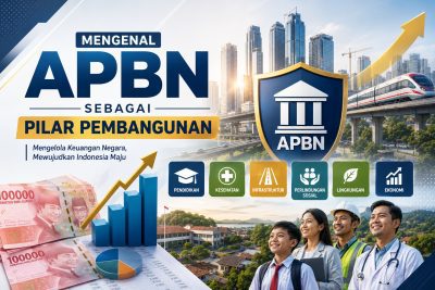 APBN as the pillar of development, with icons for education, health, infrastructure, social protection, environment, and economic growth