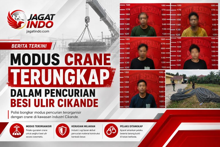Modus Crane Terungkap dalam Pencurian Besi Ulir Cikande