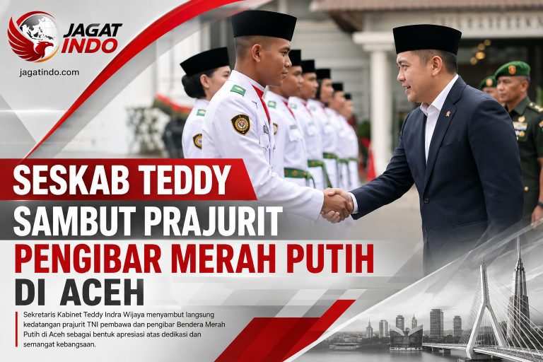 Seskab Teddy Sambut Prajurit Pengibar Merah Putih di Aceh