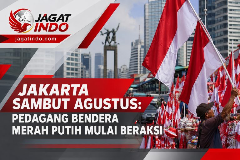 Jakarta Sambut Agustus: Pedagang Bendera Merah Putih Mulai Beraksi