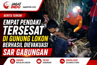 Empat Pendaki Tersesat di Gunung Lokon Berhasil Dievakuasi SAR Gabungan